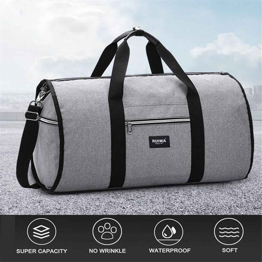 2-in-1 Waterproof Travel Duffel Bag – Large Carry-On Shoulder Garment Tote for Men & Women