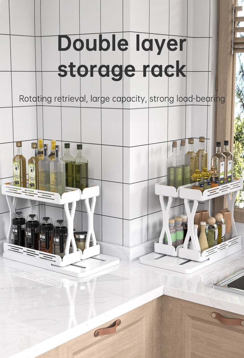 Rotating spice rack keeping a cabinet tidy