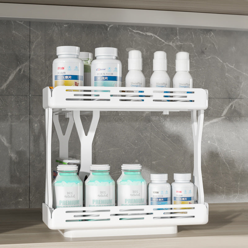 Double layer spice rack holding jars