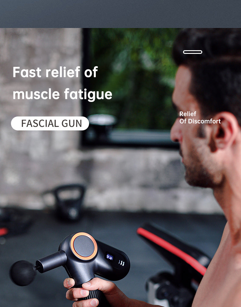 Massage gun used on the neck