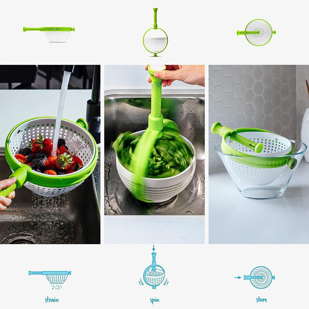 Salad spinner draining basket removed