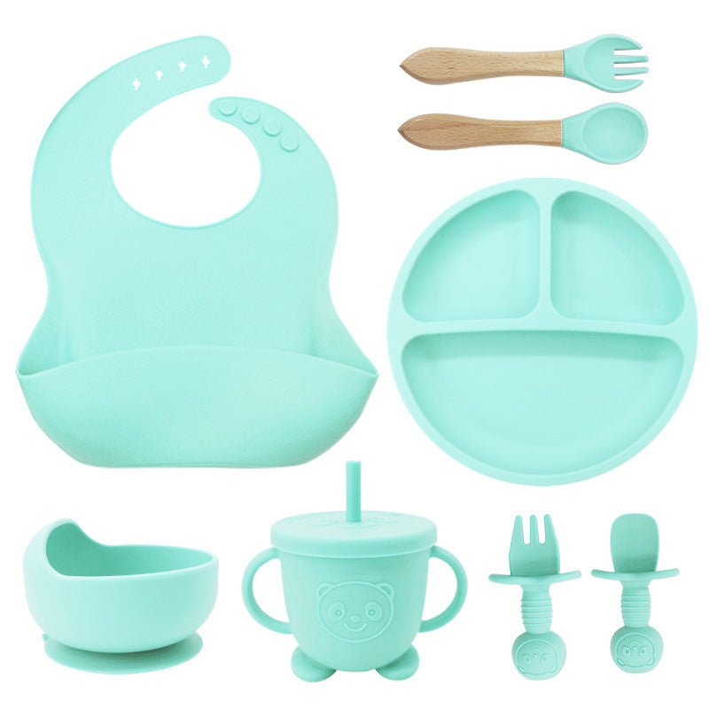8-piece silicone baby feeding set