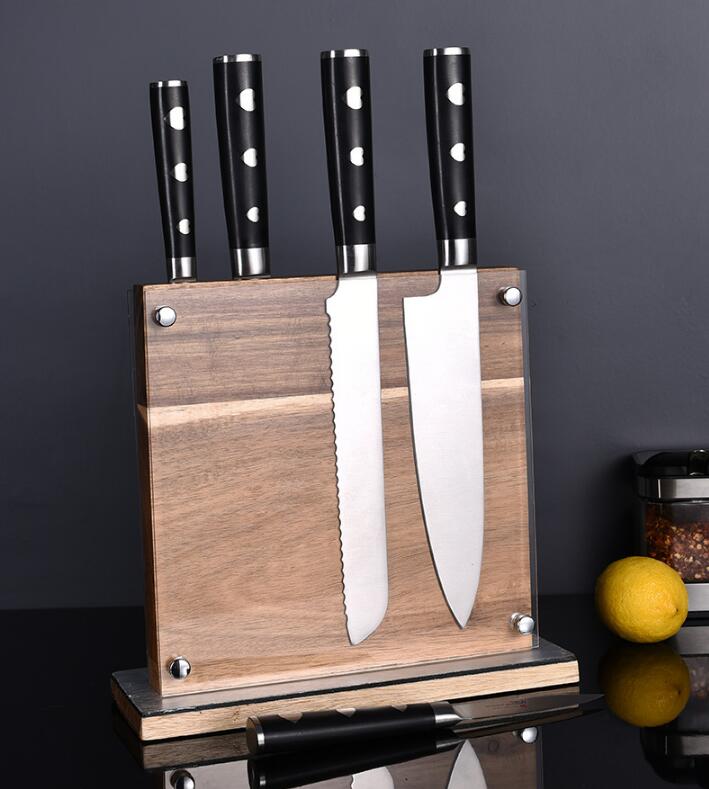 Double-sided magnetic knife block holding kitchen knives