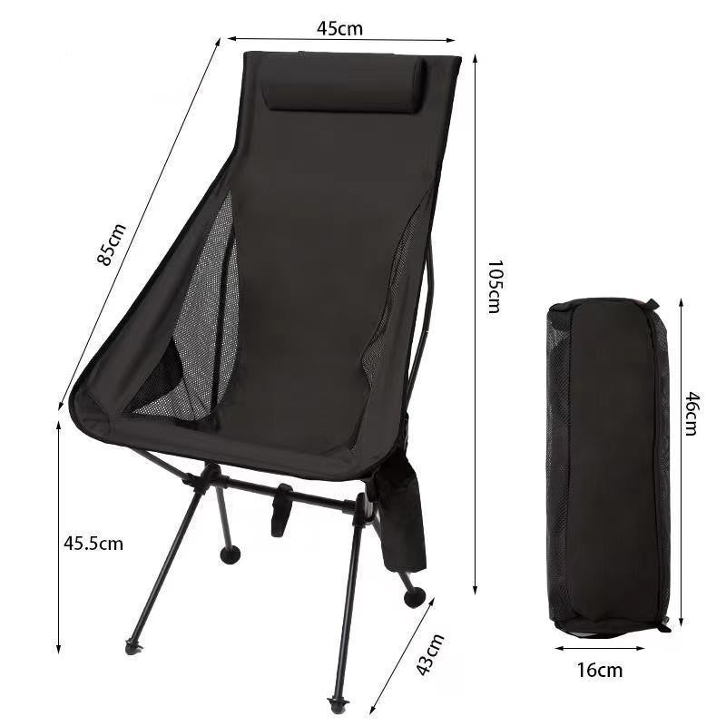 Folding camping chair with headrest