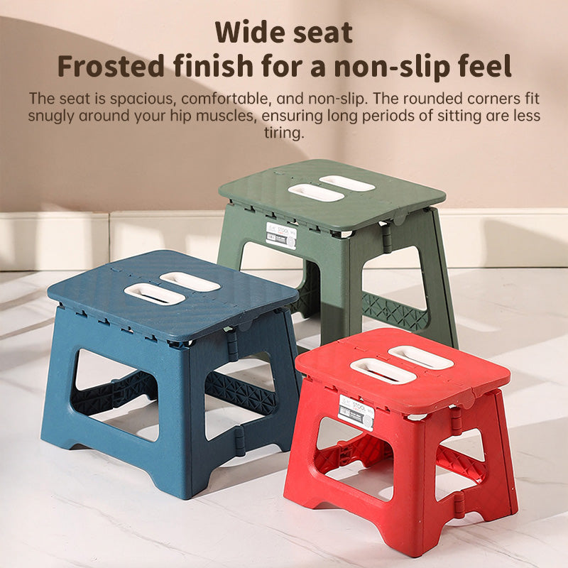 Folding camping stool in use outdoors
