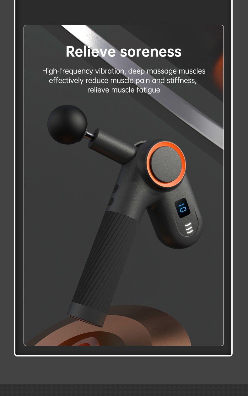 Massage gun with all attachments laid out