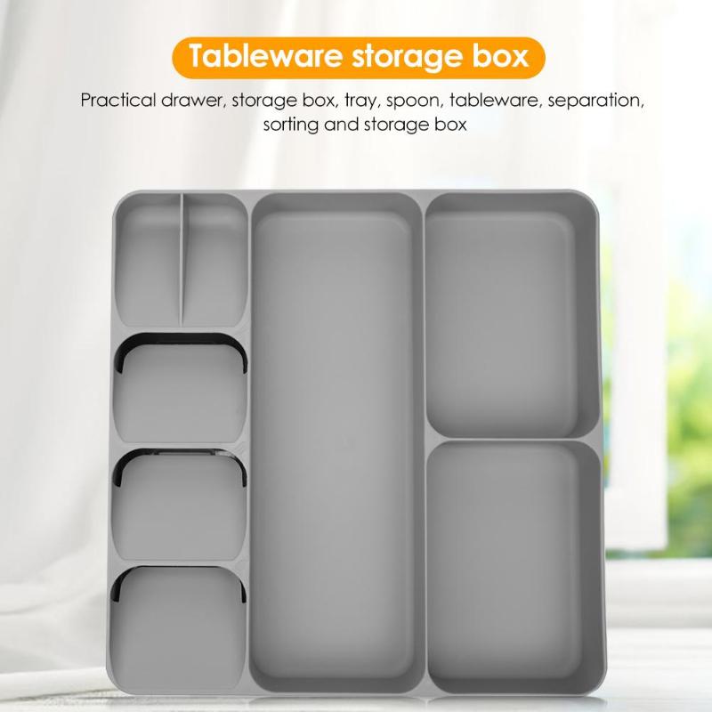 Cutlery organiser compartments shown from above