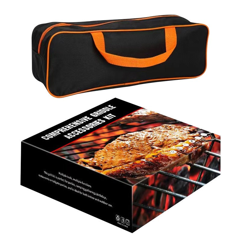 BBQ tool set laid out in its case