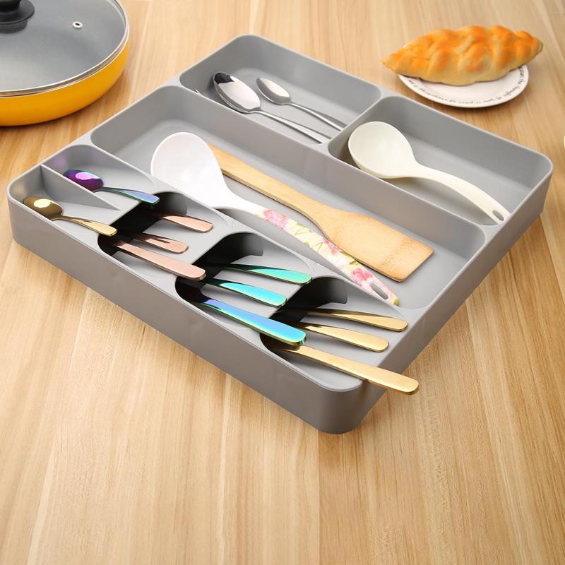 Cutlery organiser on a kitchen worktop