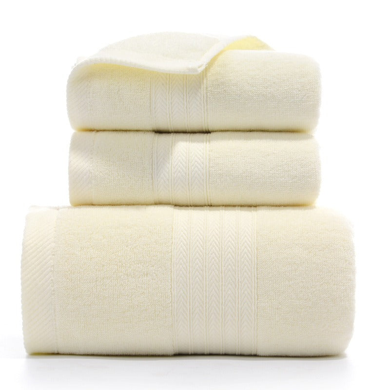 Pure cotton towel three-piece set laid out