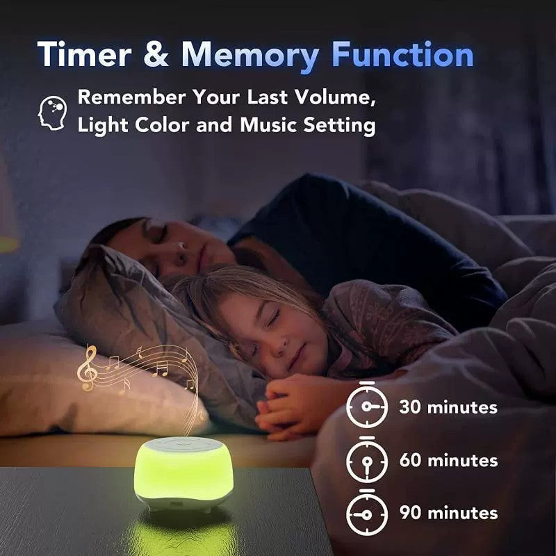 Sound machine with soft night light glowing