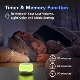 Sound machine with soft night light glowing