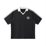 Mens Striped Football Jersey Short Sleeve Sports Top S M L XL