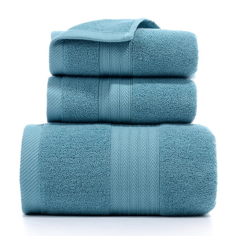 Towel set woven border detail
