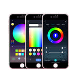 RGB smart bulb lighting a living room lamp