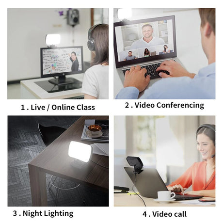 Fill light clipped to a laptop for a call