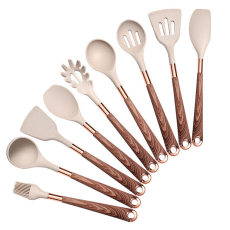 Silicone spatula being used in a non-stick pan