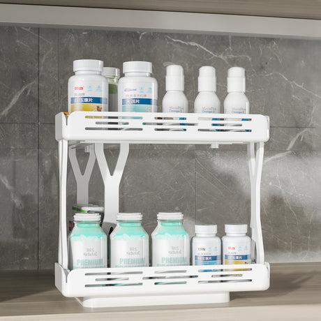 Double layer spice rack holding jars
