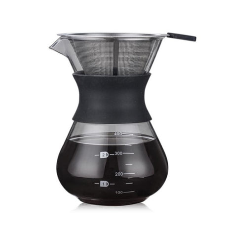 Pour-over dripper brewing coffee over a mug