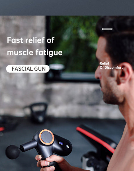 Massage gun used on the neck