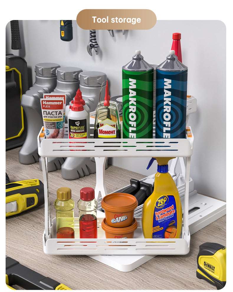 Spice rack installed under a shelf