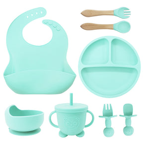 8-piece silicone baby feeding set