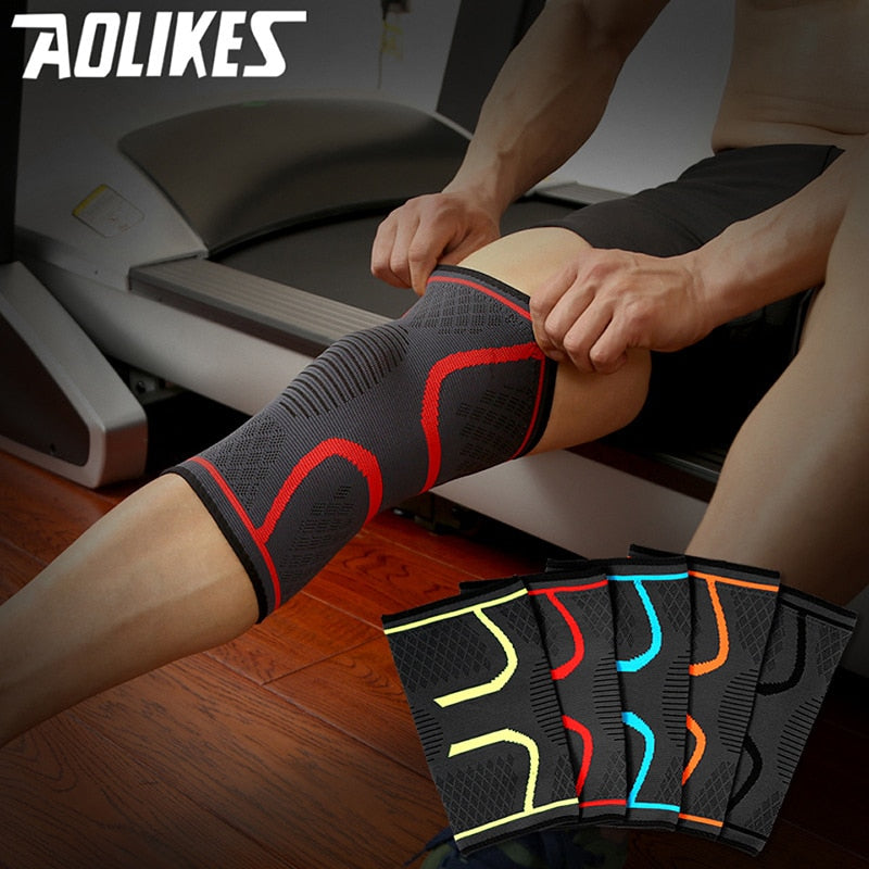Knee support sleeve worn while running