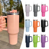 Insulated 40oz travel tumbler with handle, lid and straw