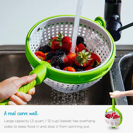 Salad spinner drying fresh leaves