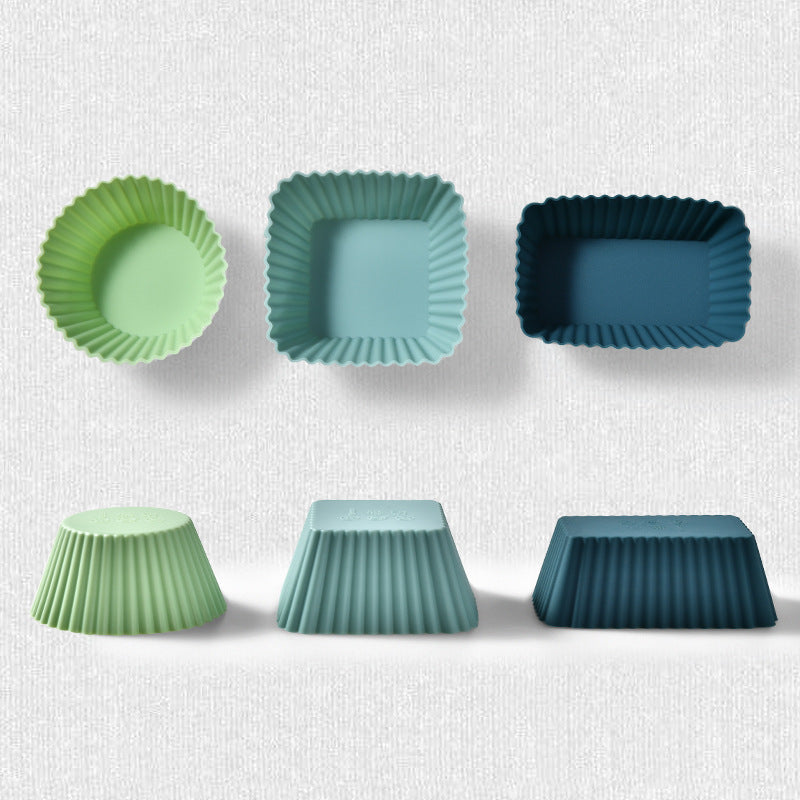 Silicone moulds filled with batter