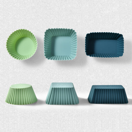 Silicone moulds filled with batter