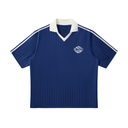 Mens Striped Football Jersey Short Sleeve Sports Top S M L XL