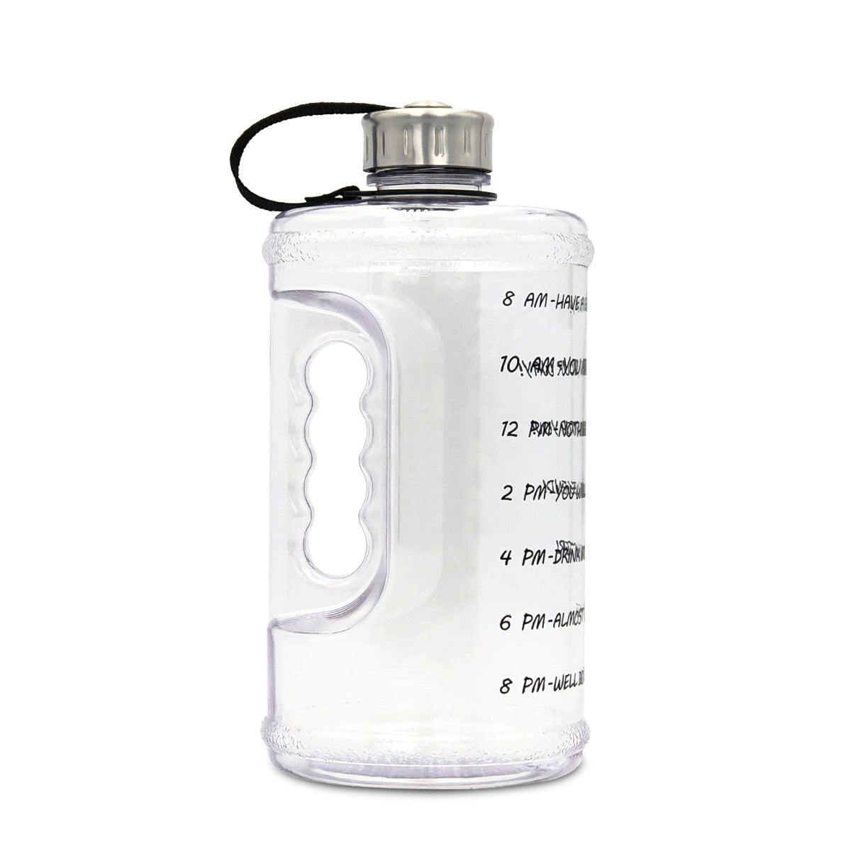 Person drinking from the 2.2L water bottle at the gym