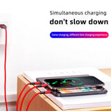 Charging cable with USB-C, Lightning and Micro-USB tips