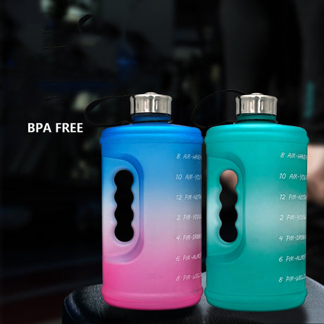 Large water bottle with time markers