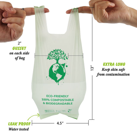 Compostable dog waste bag held open