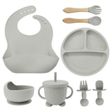 Baby silicone suction plate with divided sections