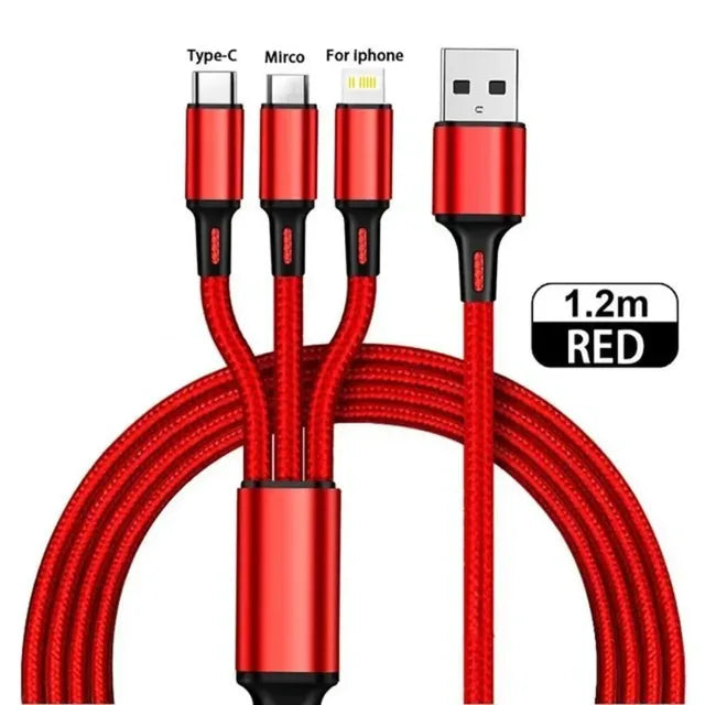3-in-1 charging cable coiled
