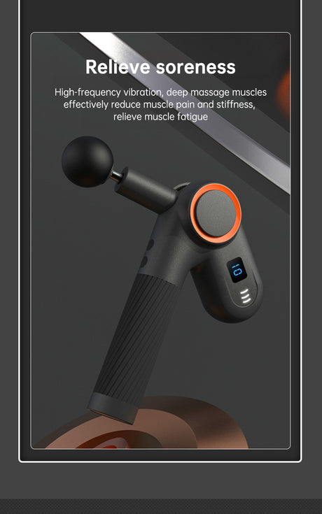 Massage gun with all attachments laid out