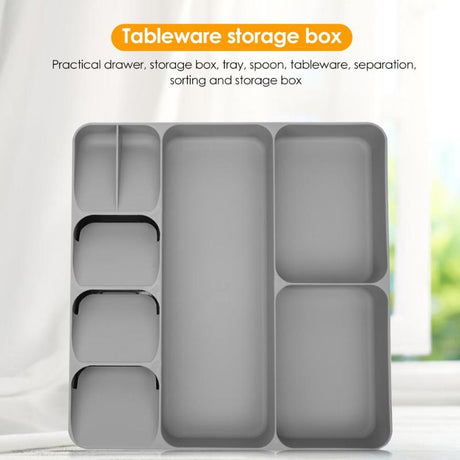 Cutlery organiser compartments shown from above