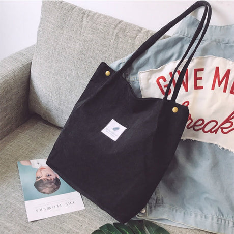 Women's corduroy tote shoulder bag