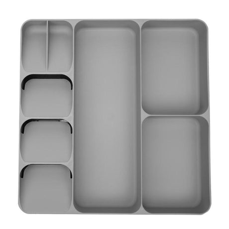 Grey kitchen drawer cutlery organiser
