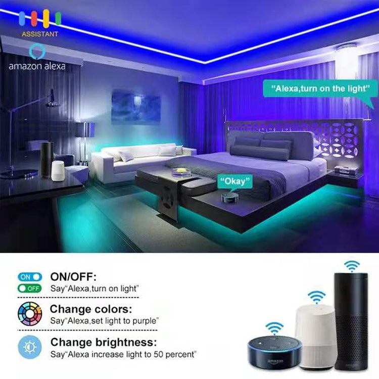 LED strip lights controlled by phone app and remote