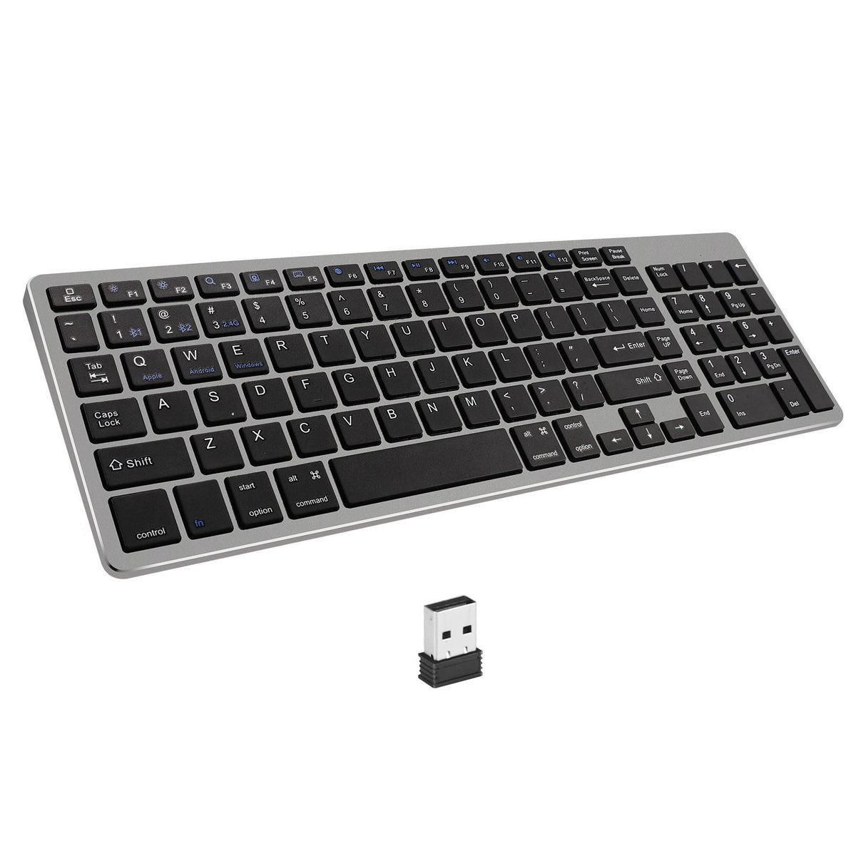 Keyboard and mouse set in silver