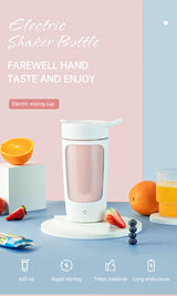 Portable blender shown in size comparison