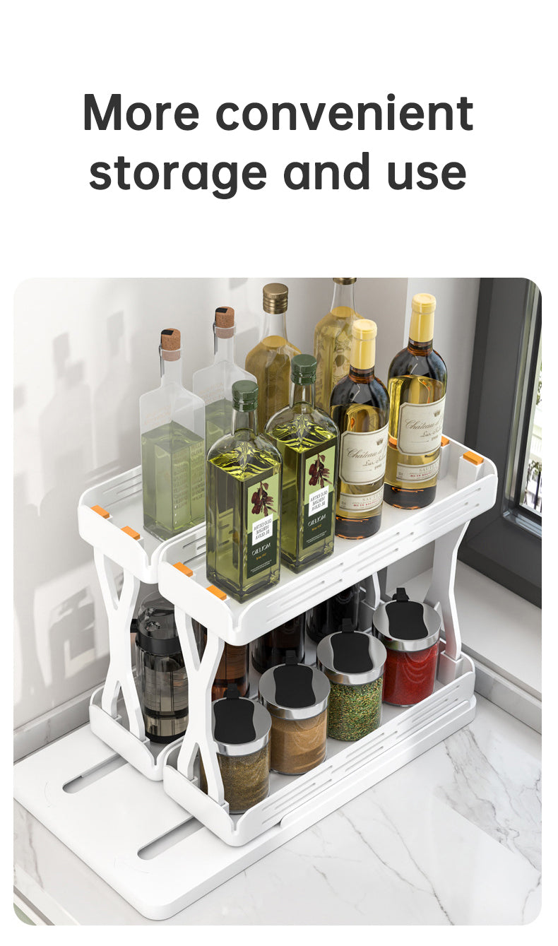 Spice rack holding kitchen essentials