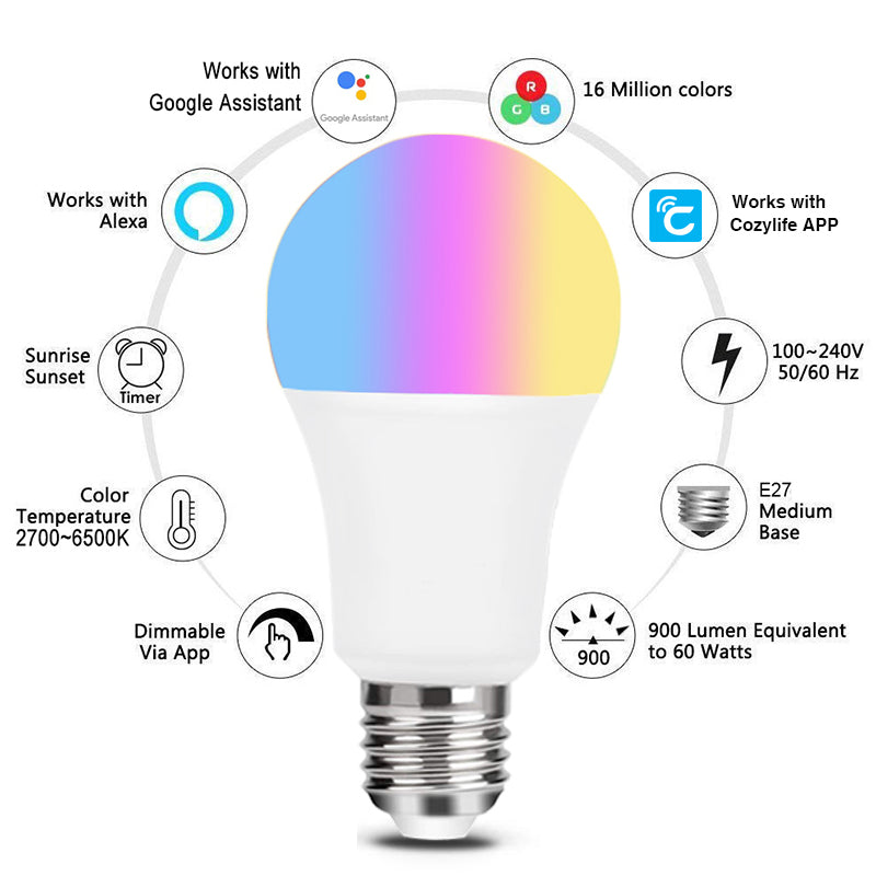 Smart bulb with Alexa and Google Home voice control
