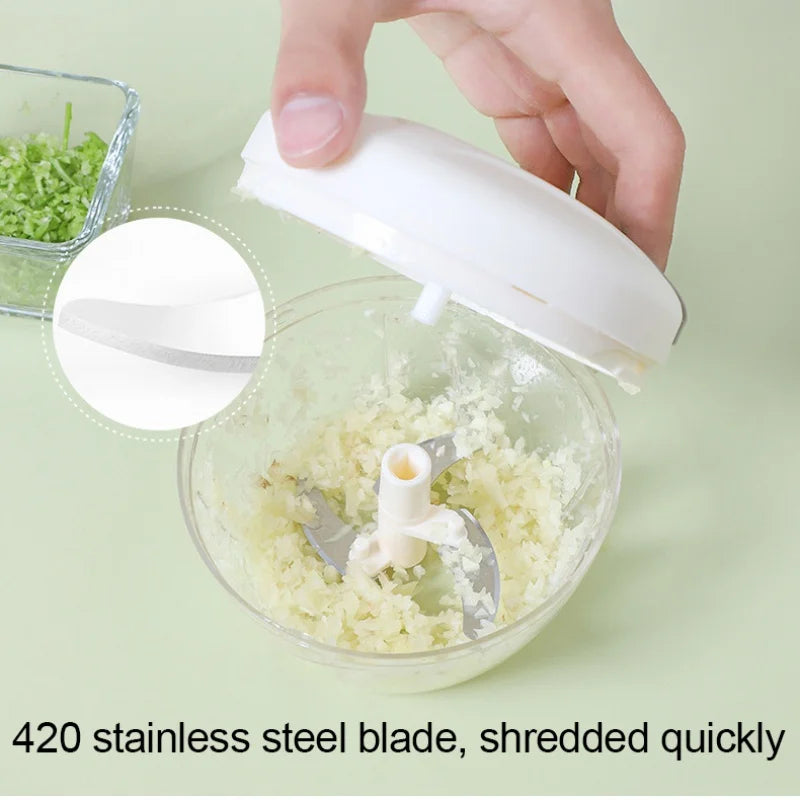 Garlic chopper in use